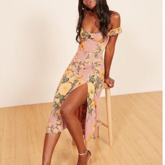 Reformation Dresses & Skirts - Reformation Cordova Midi Antoinette Blush Floral Dress Sz 4